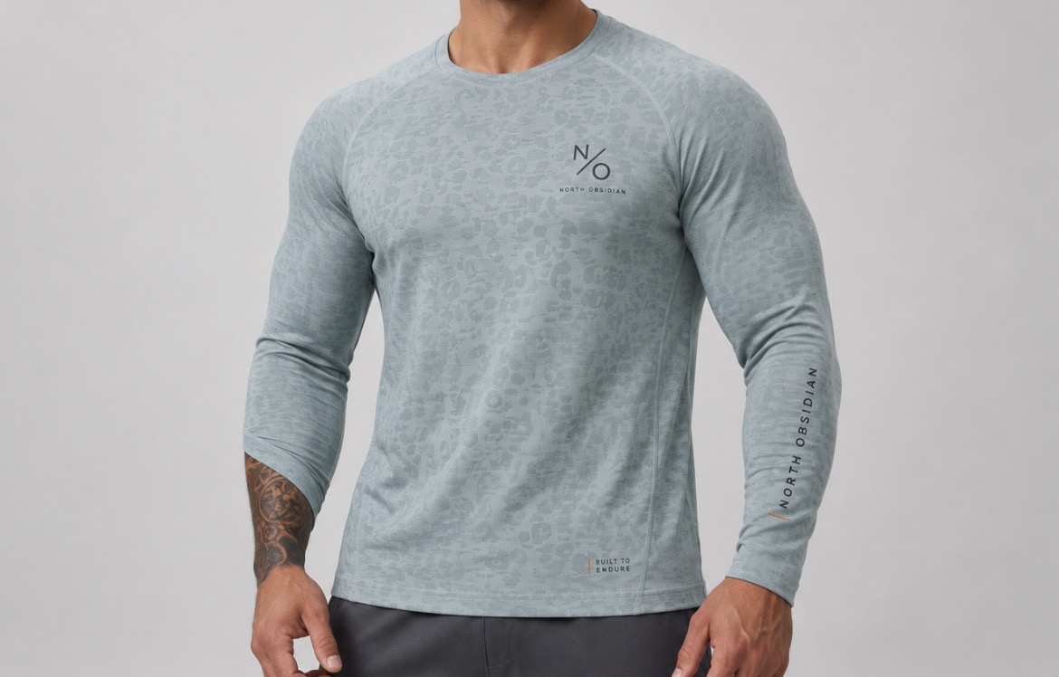 North Obsidian textured performance long sleeve with official NO logo